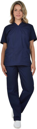 B-Well Cesare Unisex Σετ Ιατρικό Παντελόνι και Μπλούζα Navy Μπλε από Βαμβάκι και Πολυεστέρα