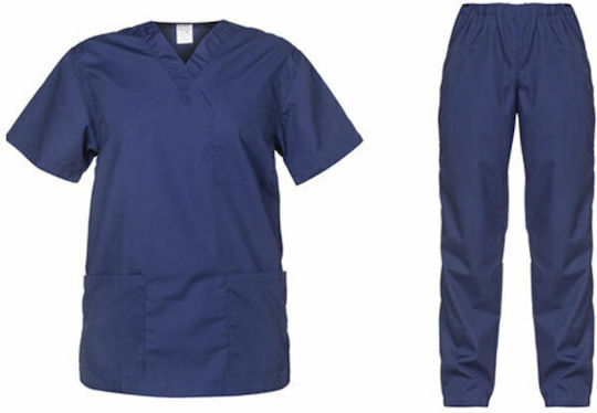 B-Well Cesare Unisex Σετ Ιατρικό Παντελόνι και Μπλούζα Navy Μπλε από Βαμβάκι και Πολυεστέρα