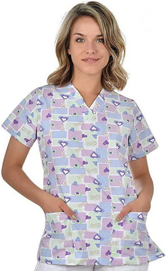 B-Well Bambina Women's Blue Medical Blouse Cotton and Polyester