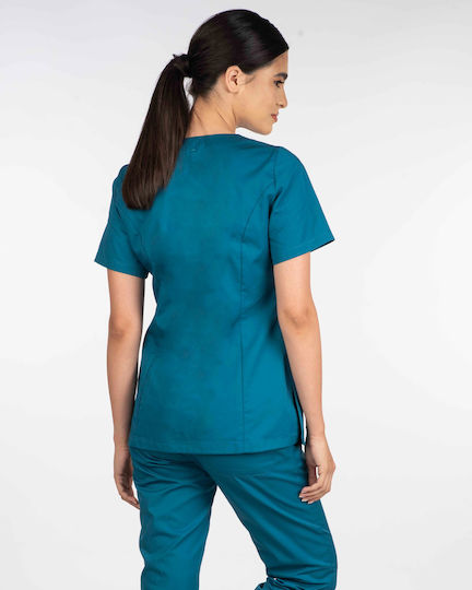 Ayo Cassandra Women's Petrol Blue Medical Blouse Cotton and Polyester