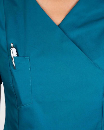 Ayo Cassandra Women's Petrol Blue Medical Blouse Cotton and Polyester