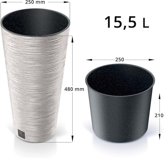 Prosperplast Furu Slim Eco Übertopf Kunststoff Weiß 25x25x48εκ.