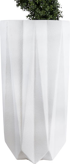 GloboStar Padova Übertopf Polyester Weiß mit Gestell 48x48x100εκ.