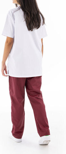 Women's Burgundy Medical Pants Cotton and Polyester