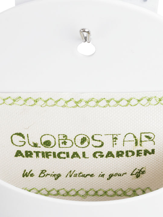 GloboStar Artificial Garden Lyon Саксия Пластмаса Бял Със стойка 12x6x13.5εκ.