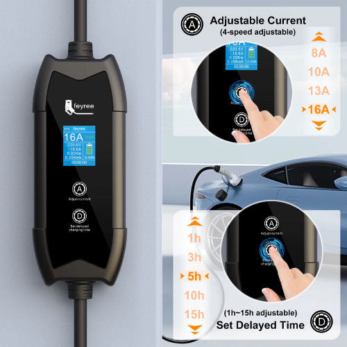 Feyree Tragbar Einphasig Elektroauto-Ladestation 3.5kW mit Integriertes Kabel Typ 2 (202311301)