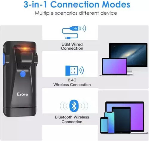 Eyoyo Eyoyo Handheld Scanner Wireless with 2D and QR Barcode Reading Capability