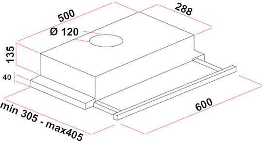 Silifo SF6665 Sliding Vent Hood 60cm Black