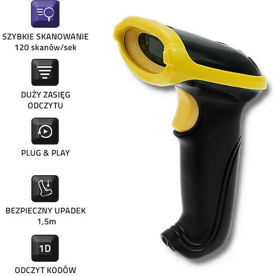 Qoltec Handheld Scanner Wireless with 2D and QR Barcode Reading Capability