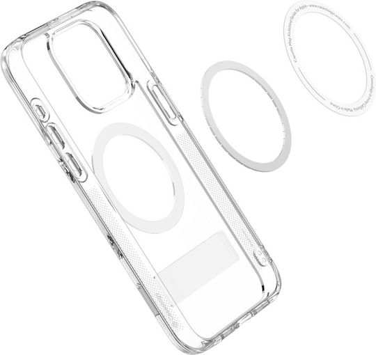 Caseology Capella Mag Kickstand Transparent Durable Hard Case Magsafe Kickstand Apple iPhone 15 Pro Clear White Acs06757