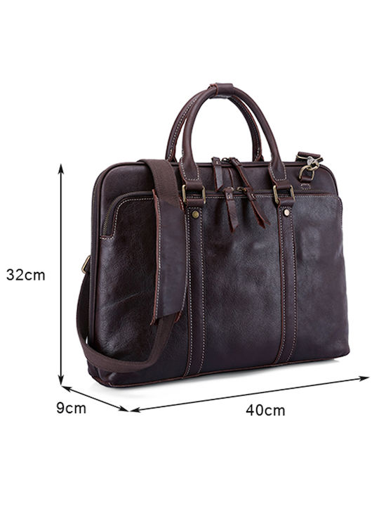 Geantă unisex pentru laptop 15.6 inch servietă geantă office stil business vintage maro