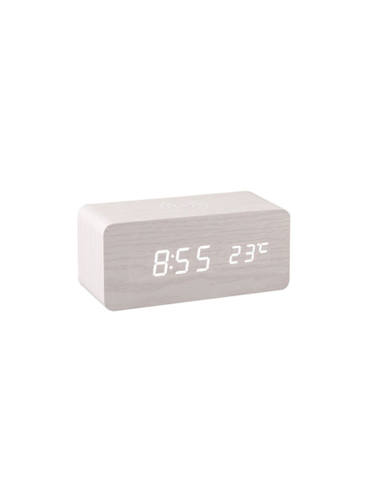 Tabletop Digital Clock with Alarm & Wireless Charging White 909450_w