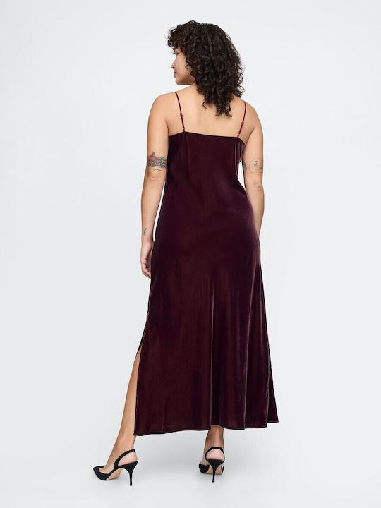 Midi Evening Velvet Dress Noir Red