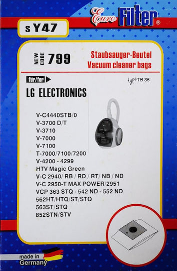 Euro Filter Staubsaugerbeutel 5Stück Kompatibel mit Staubsauger LG