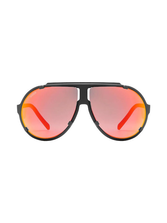 Uvex Sunglasses with Black Plastic Frame and Orange Mirror Lens S5330602216