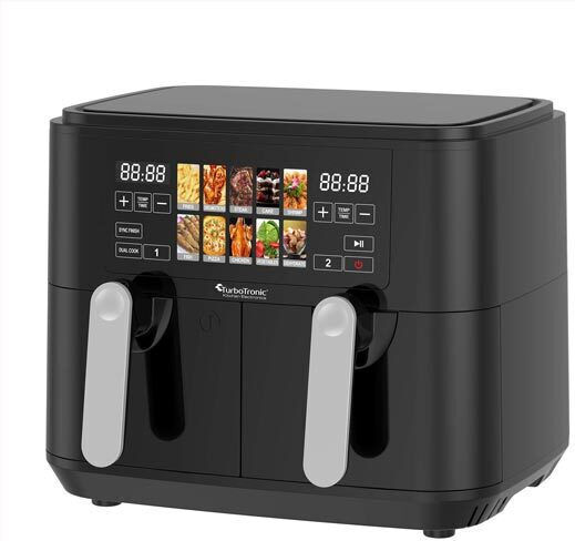 Turbotronic Air Fryer with Double Detachable Bucket 9lt Black TT-DAF8