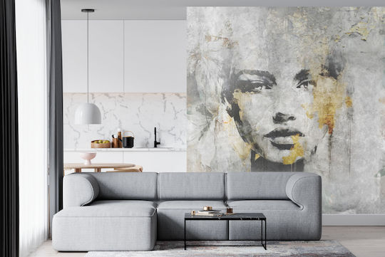Wall Mural Living Room Woman Portrait Concrete Imitation 148x220