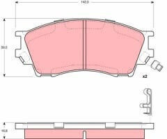 Set Plăcuțe De Frână Partea Din Față Trw Automotive Mazda Xedos 9 2.0 2.3 2.5 07.93-09.02 Înălțime 59.5mm Lățime 142.0mm Grosime 16.8mm