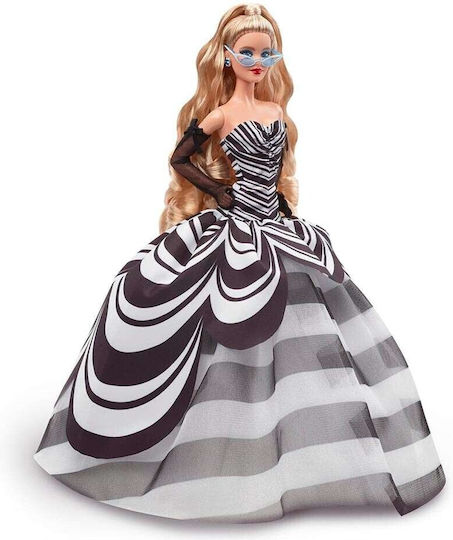 Barbie 65th Anniversary Collectible Doll Кукла с руса коса и черно-бяла рокля за 3++ Години 28см.