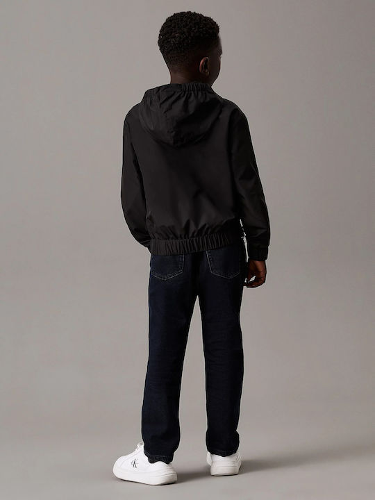 Αδιάβροχο Παιδικό Casual Μπουφάν με Κουκούλα Ck Black Essential