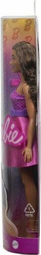 Barbie Brown Hair, Pink Sparkly Dress, 65Th Anniversary Doll Fashionistas Curly Brown Hair with Pink Dress for 3+ years+ Years (Various Designs/Assortments of Designs) 1pc