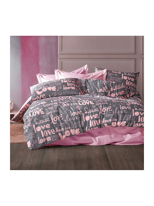 Dimcol Duvet Cover Queen 220x240 Love 299 Grey / Lilac