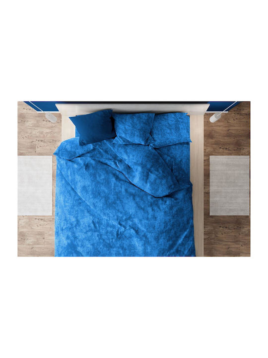 Dimcol Duvet Cover Cotton Queen 220x240 Shadow 631 Electric Blue