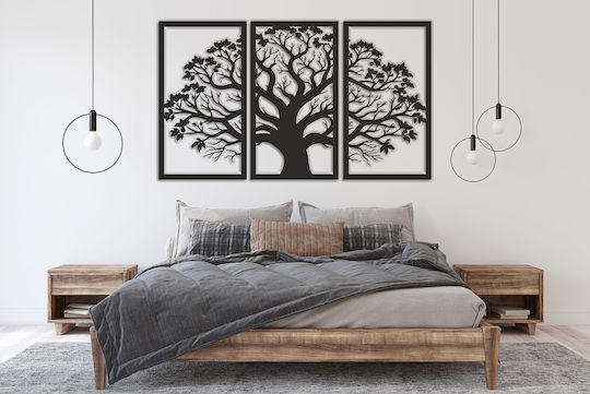Offene Wandpaneel Triptychon Bild Schlafzimmer Schwarzer Baum Rahmen 56x96