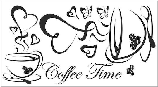 Dekorative Wandbuchstaben Küche Herz Zitat Aufkleber Kaffeezeit 50x100
