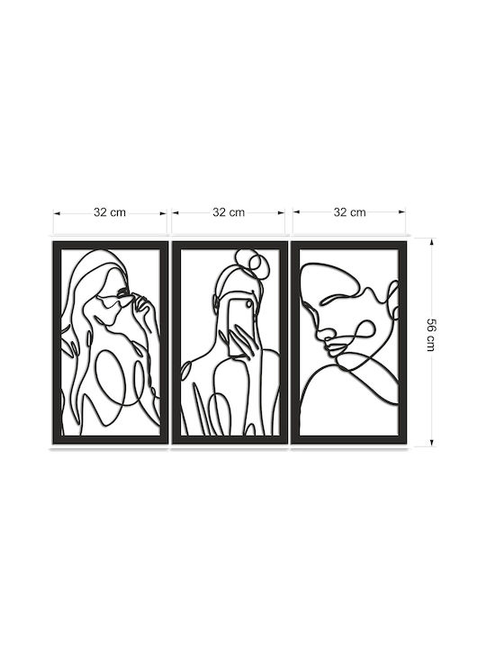Tablou Deschis Triptic Femei Panou Decorativ pentru Perete Living 56x96