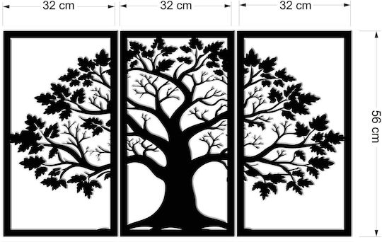 Wall Art Bedroom Black Tree Frame Triptych 56x96