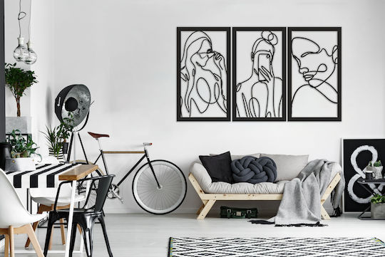 Offenes Gemälde Frauen Triptychon Wand Wohnzimmer Dekoratives Paneel 56x96