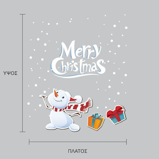 Weihnachtsaufkleber Frohe Weihnachten Schneemann 40cm x 50cm