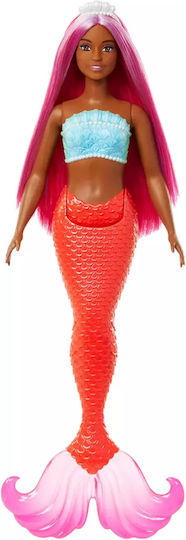 Barbie Mermaid with Colorful Hair, Tails and Headband Accessories Doll Dreamtopia Dark Orange for 3++ Years