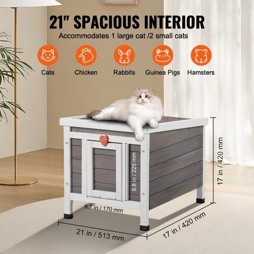 Wooden Cat House Vevor Roof & Doors PVC Xjsmzmbhsdcsjurr1v0