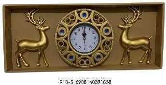 Antique Wall Clock Plastic Gold 23x14cm