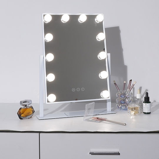 Lighted Makeup Mirror Hollywood White