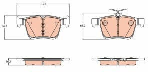 Trw Rear Disc Brake Pads Set Audi A3 Q2 Tt Seat Leon Skoda Karoq Vw Golf Touran Thickness 16.2mm Width 123mm Height 56.2mm