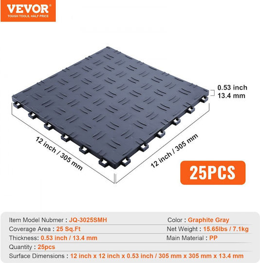 Anti-Slip Garage Floor Mats Double-Sided Garage Basement 305 X 305 X 13.4 Mm Vevor Ckddsmh251212f3n8v0