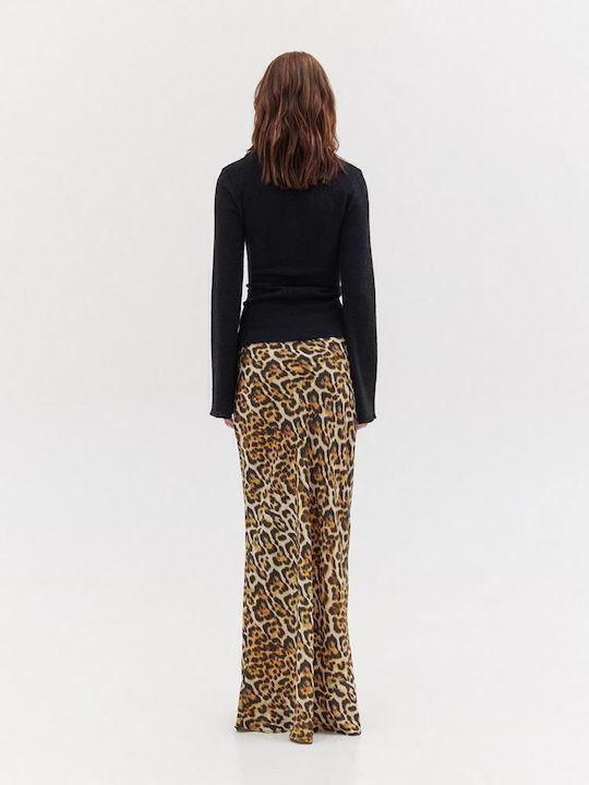 Satin,σατεν Maxi Rock Leopard Sunset