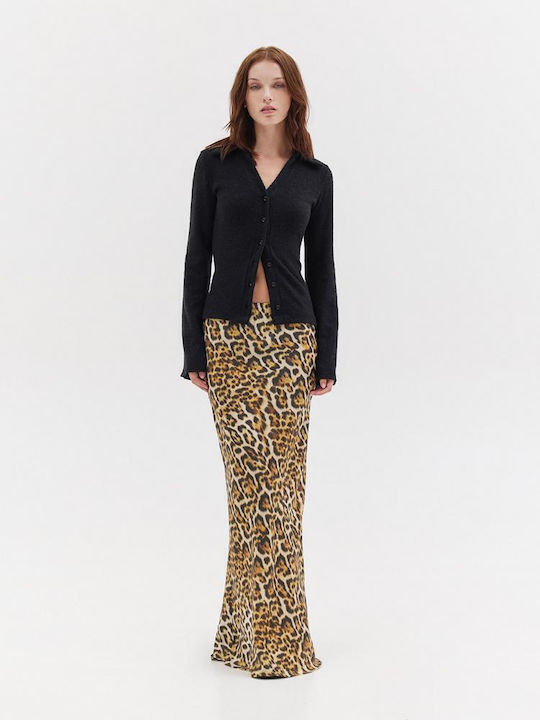 Satin,σατεν Maxi Rock Leopard Sunset