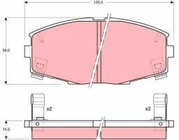Set Plăcuțe De Frână Disc Față Trw Dacia Nova Renault 12 Toyota Crown Supra Înălțime 56mm Lățime 125.5mm Grosime 15.5mm