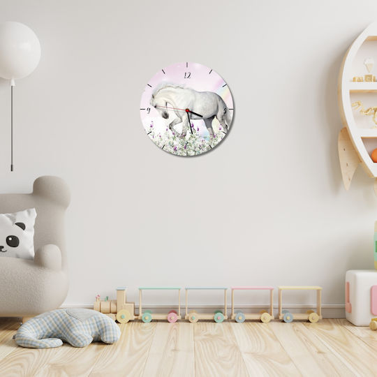 Kinder-Wanduhr Pastell Pferdebilder Kinderzimmer 30cm