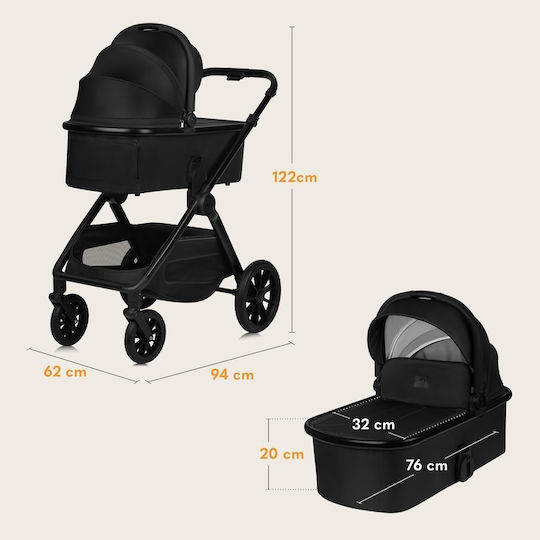 Lionelo Layla Adjustable 2 in 1 Baby Stroller Suitable for Newborn Black