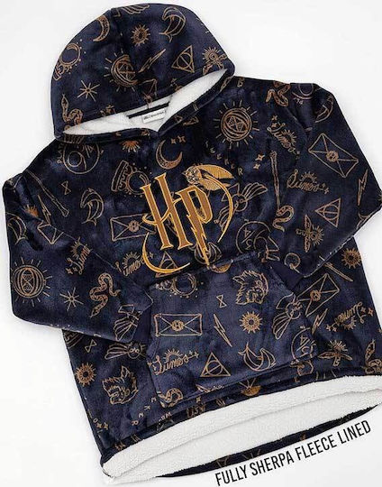 Harry Potter Vuddie Pătură Polar Fleece Cu Mâneci 80x93 cm Albastră