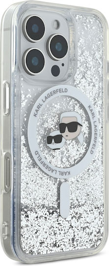 Karl Lagerfeld Liquid Glitter Karl Choupette Heads Magsafe Case Iphone 16 Pro Transparent