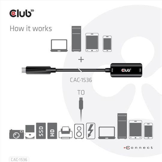 Club3D USB 3.2 Cable USB-C male - USB-A female Μαύρο 5m CAC-1536