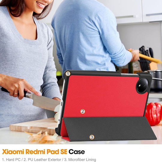 Techsuit Foldpro Флип капак Червеа (Xiaomi Redmi Pad SE 4G)