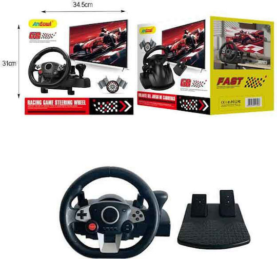 Andowl G8 Steering Wheel with Shifter and Pedals for PC / PS3 / PS4 / Switch / XBOX 360 / XBOX One