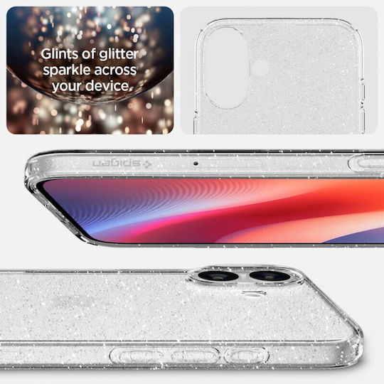 Spigen Liquid Crystal Glitter Umschlag Rückseite Silikon 0.3mm Crystal Quartz (iPhone 16 Plus)